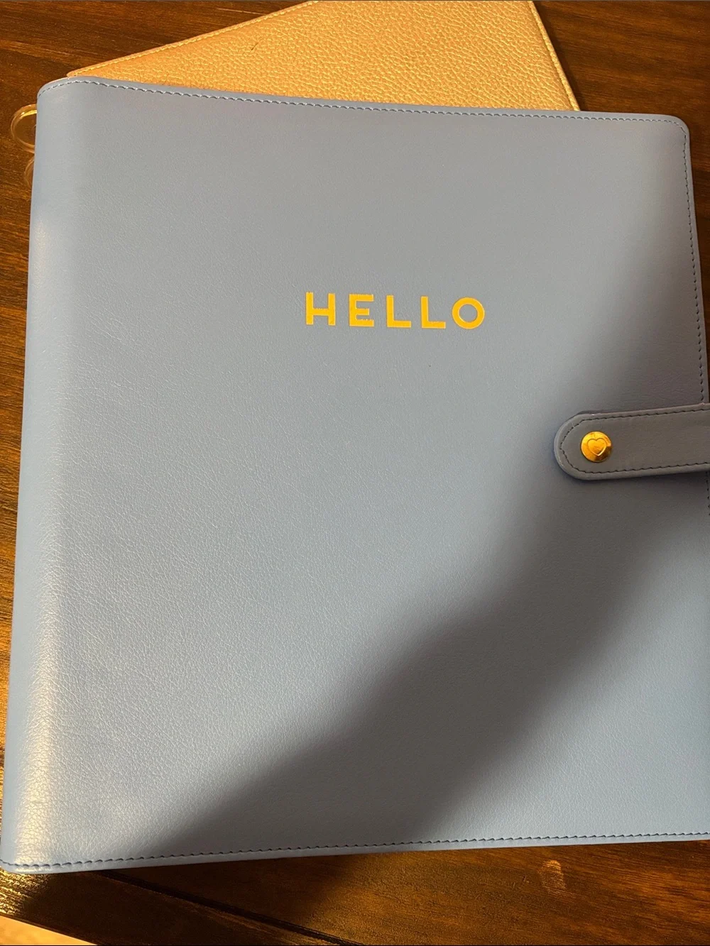 Light Blue 'HELLO' Faux Leather Planner with Gold Accents - Happy Planner